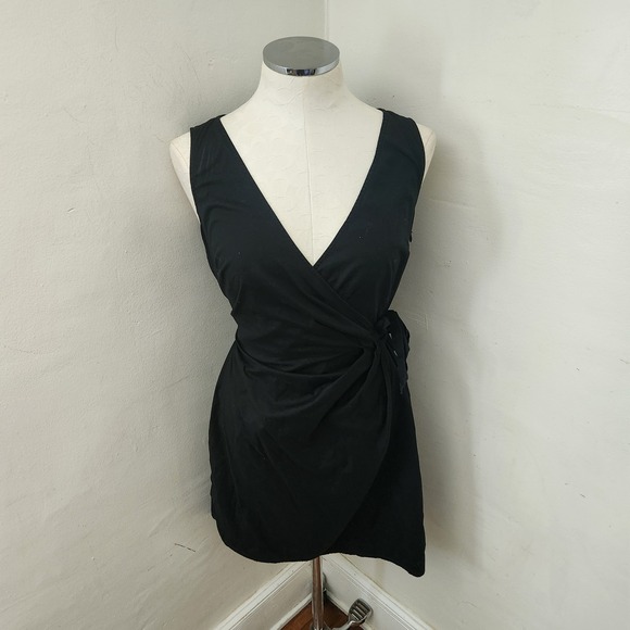 LOFT Dresses & Skirts - Ann Taylor LOFT Womens Black Sleeveless V-Neck Side‎ Tie Wrap Dress Size 4
